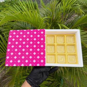 Chocolate 9 Sleeve Box with Golden Tray | Premium Chocolate Gift Packaging