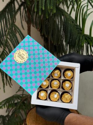 Premium 9-Piece Chocolate Sleeve Box with Golden Foil