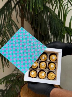 Premium 9-Piece Chocolate Sleeve Box with Golden Foil