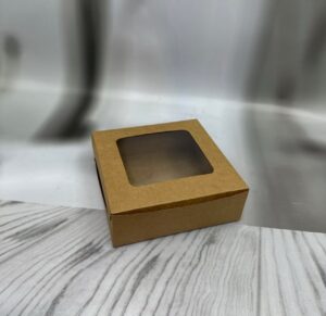 Kraft Brown 4-Piece Brownie Box with Clear Window (6" x 6" x 2")