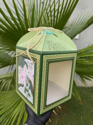 Hamper House Royal Green Peacock Window Gift Box with Rope Handle