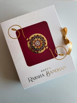 Premium Gold Motif Raksha Bandhan Slider Gift Box (10x8x3) – with Ribbon Pull
