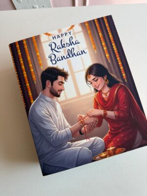 Happy Raksha Bandhan Illustrated Slider Gift Box (10x8x3) – Brother & Sister Design