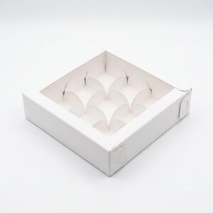 Premium White 9-Compartment Chocolate Box - 5" x 5" x 1.5"