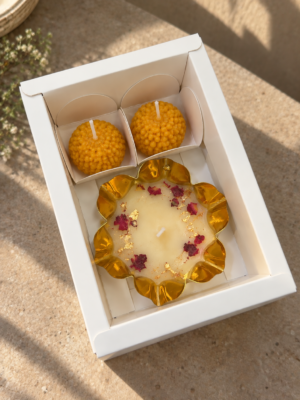2 Ladoo Candles + 1 Urli Candle |  Size: 5 × 3.25 inches [Candle not included]