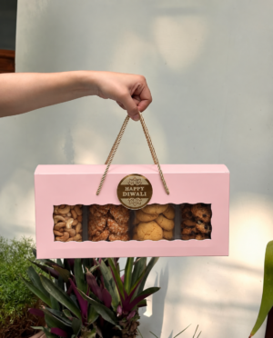 4 Jar Trunk Box ; size 13.5x6x3.5 inch PINK