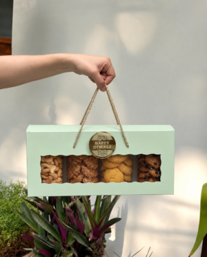 4 Jar Trunk Box ; size 13.5x6x3.5 inch MINT GREEN