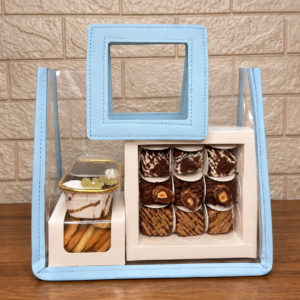 Transparent Bag with Border ; Size 10x9x5 ; SKY BLUE