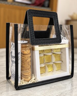 Transparent Bag with Border ; Size 10x9x5 ; BLACK