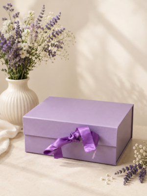 Collapsible Ribbon Box COLOR PURPLE : 10x8x4 inches