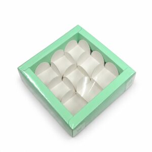 Green 9-Cell Chocolate Box – 5" x 5" x 1.5"