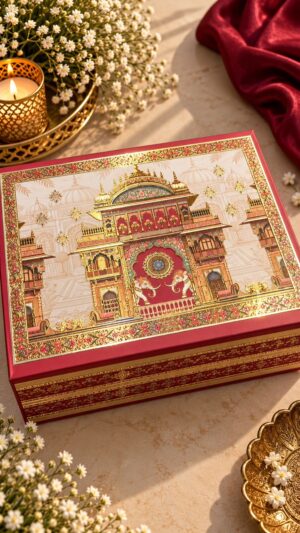COLLAPSIBLE BOX WITH SCODIX AND 4 JAR CAVITY | 10x8x4 INCHES