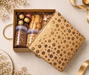 HAMPER BOX WITH GOLDEN FOIL | SIZE 8x8x4