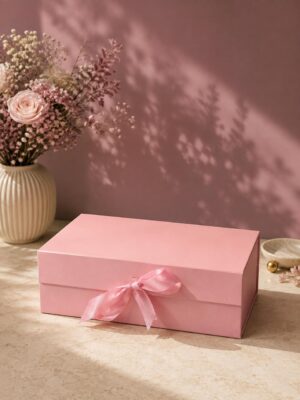 COLLAPSIBLE RIBBON BOX 10x8x4 COLOR PINK