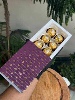 Premium 6-Piece Golden Chocolate Gift Box - Purple