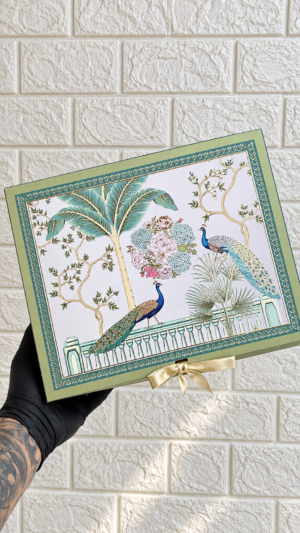 Hamper Box with Ribbon : 10x8x3 (Gold Foil Detailing)