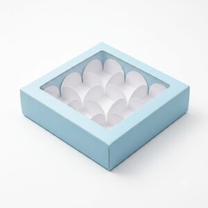 Sky Blue 9-Cell Chocolate Box – 5" x 5" x 1.5"