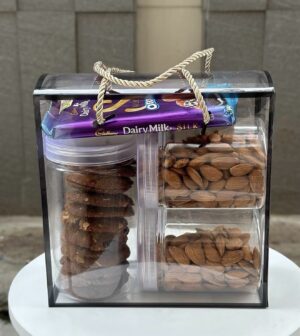 Transparent Box Bag; 8x3.5x8 inches (BLACK) [String included]