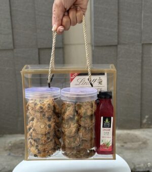 Transparent Box Bag; 8x3.5x8 inches (GOLDEN) [String included]