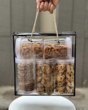 Transparent Box Bag; 10x3.5x10 inches (BLACK) [String included]