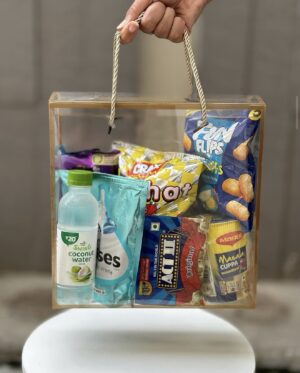 Transparent Box Bag; 10x3.5x10 inches (GOLDEN) [String included]