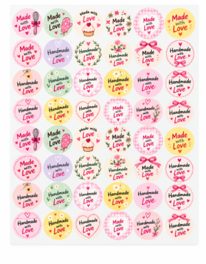 Made with Love & Handmade with Love stickers (48 stickers in one sheet)