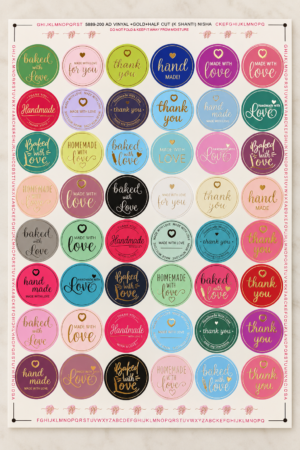 Assorted Sticker Sheet with Golden Foil finishing (48 stickers in one sheet)