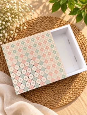 DRY CAKE BOX 6x6x2  INCHES (Golden Foiling; Pastel)