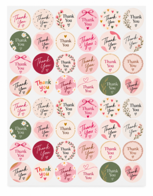 Thank You Sticker Sheet (48 stickers in one sheet)