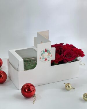 Handle Hamper with Mini Cake Box | 11.5 x 5.75 | Size of Mini Cake Box 5 x 5 x 5 inches [White]